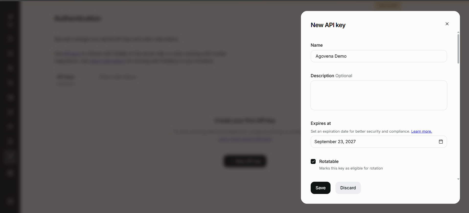 Create a Paddle API key